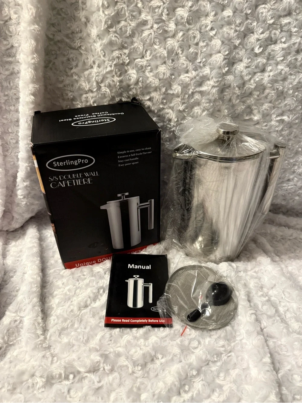Stainless Steel Coffee Press - Mirror Double-Wall French Press